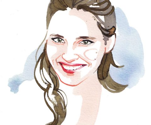Madame Figaro, 2015, Virginie Ledoyen watercolor portrait illustration