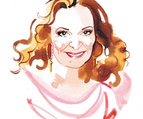 Madame Figaro, 2015, Diane von Furstenberg watercolor portrait illustration