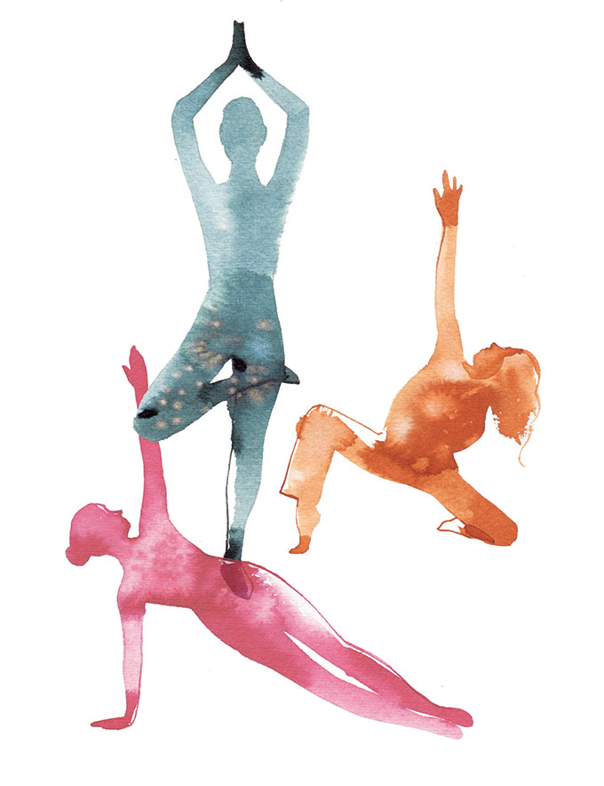 Madame Figaro "The seasons book", 2018, illustration representing Yoga, Pilates and Dance