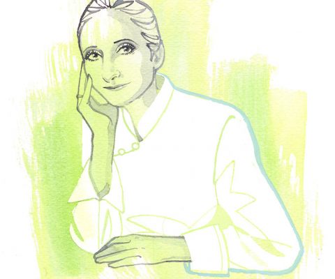Anne Sophie Pic, watercolor portrait illustration