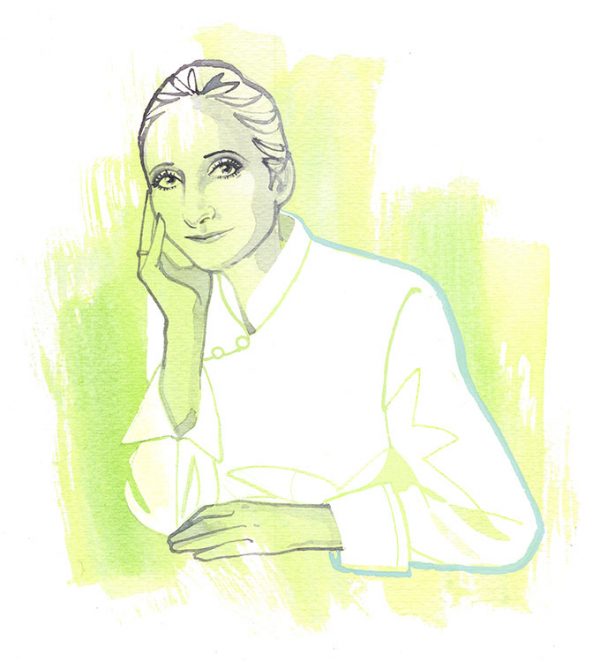 Anne Sophie Pic, watercolor portrait illustration