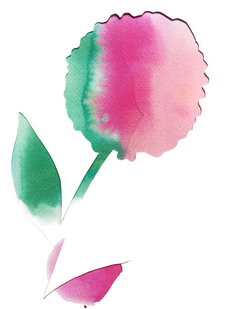 Cut out watercolor flower
