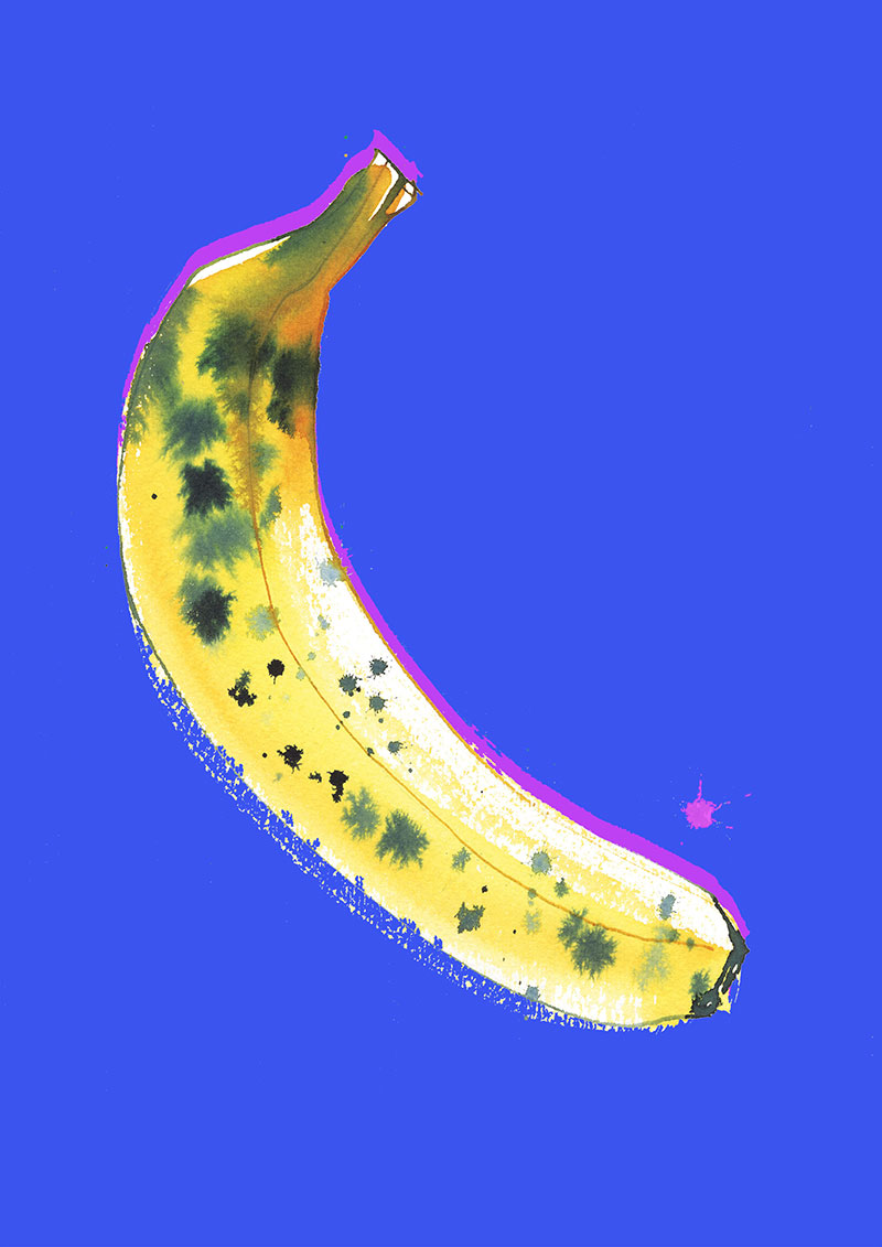 Blue banana, food illustration