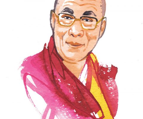 MIGUSTO 2019, Dalai Lama, watercolor portrait illustration