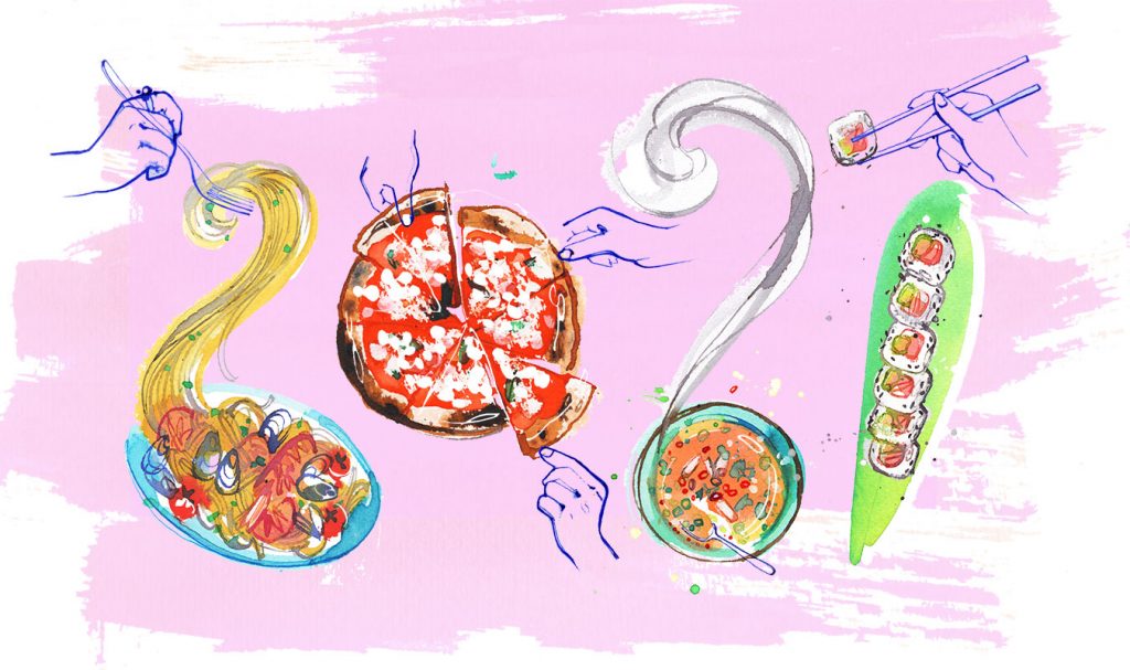 The taste of 2021! Watercolor and pen food illustration