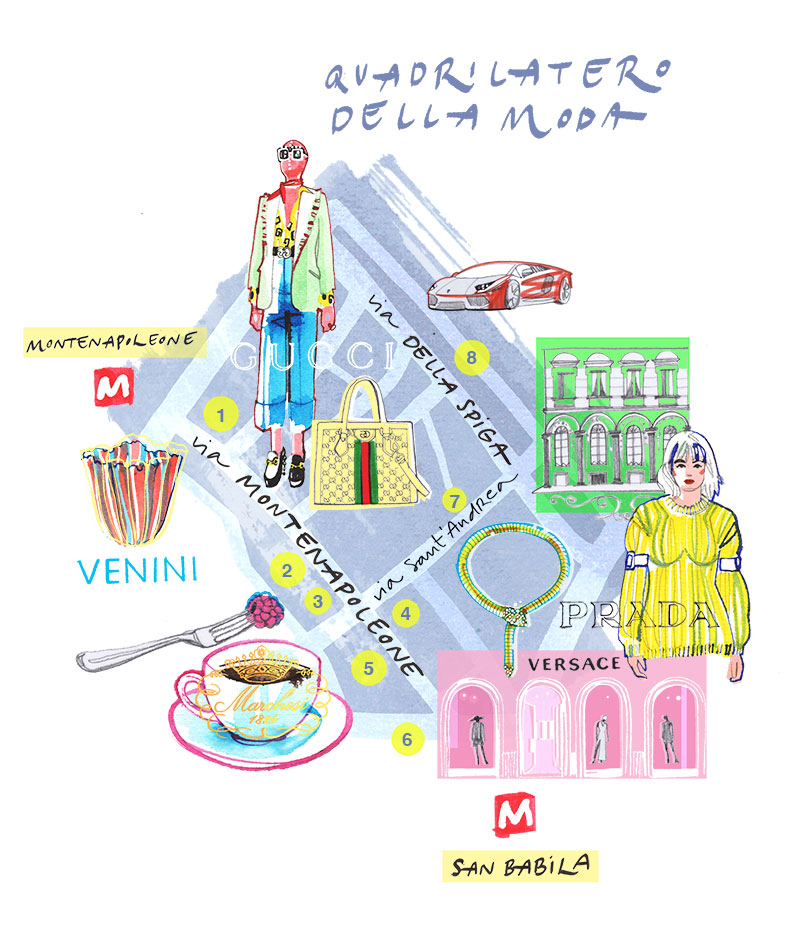 Illustrated Map of Milan Fashion District