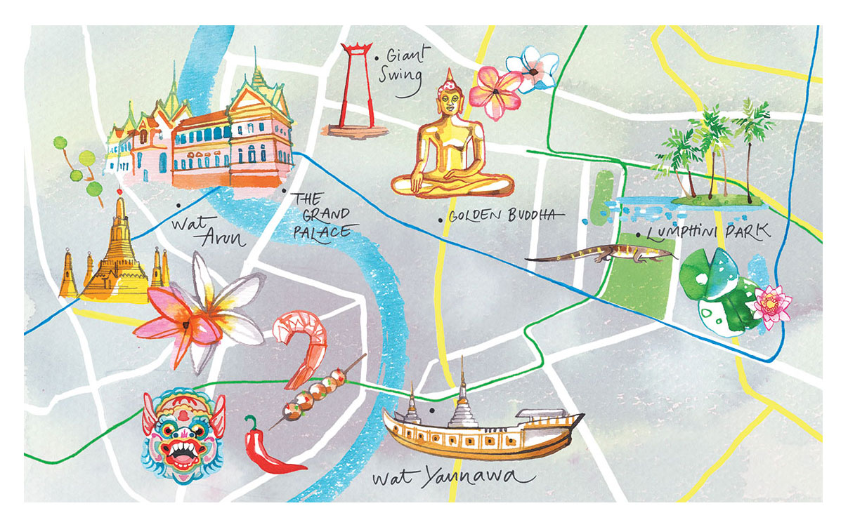 Illustrated Map of Bangkok - Migros Migusto, 2020