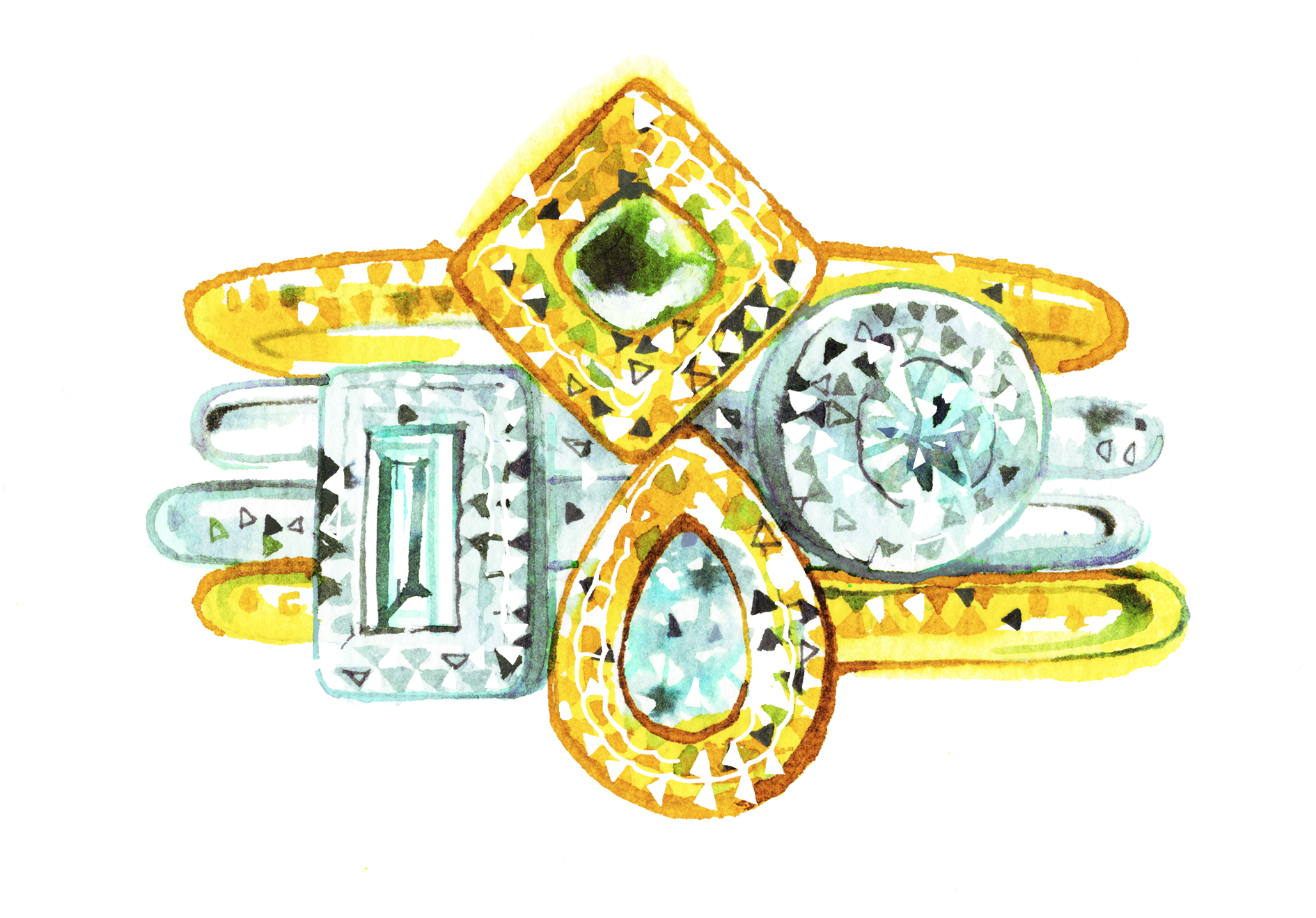 Watercolor Illustration of Luxury Talisman Ring - Madame Figaro, 2019