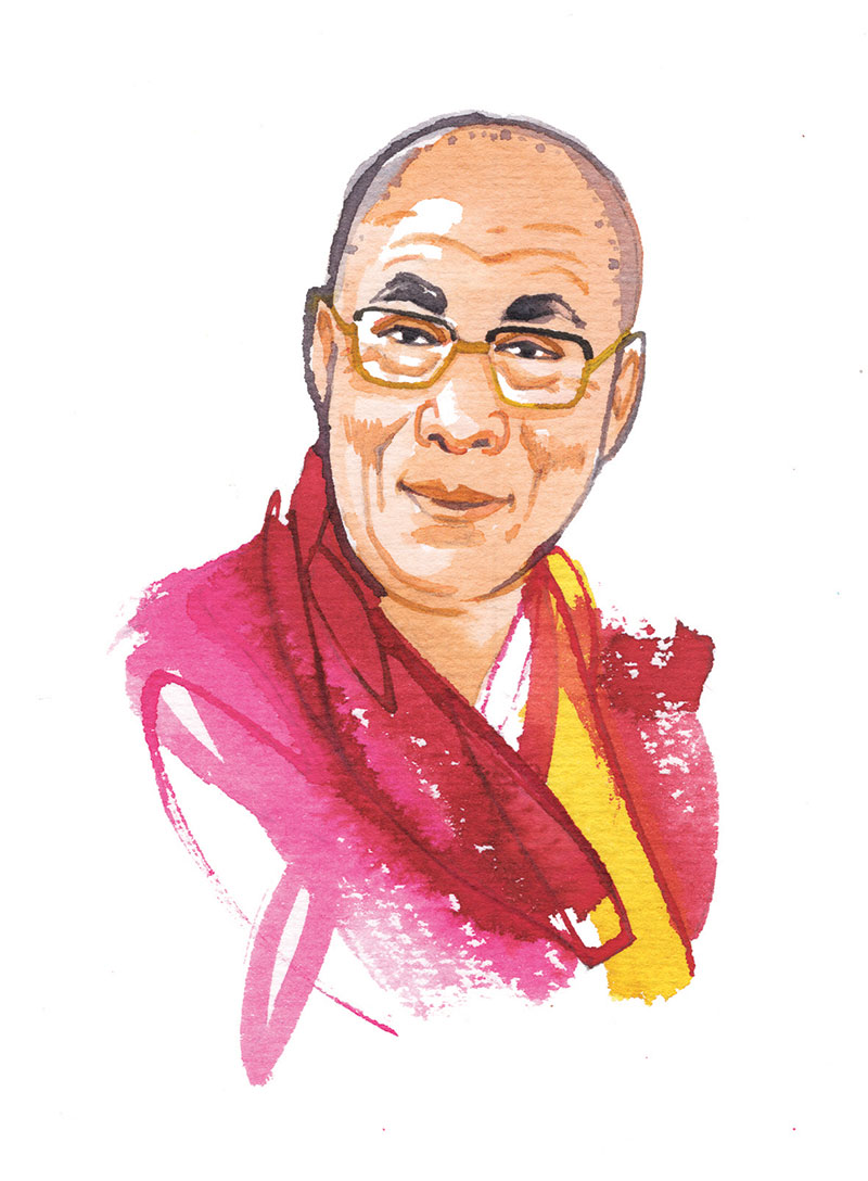 Watercolor Portrait of Dalai Lama - Migros Migusto, 2020