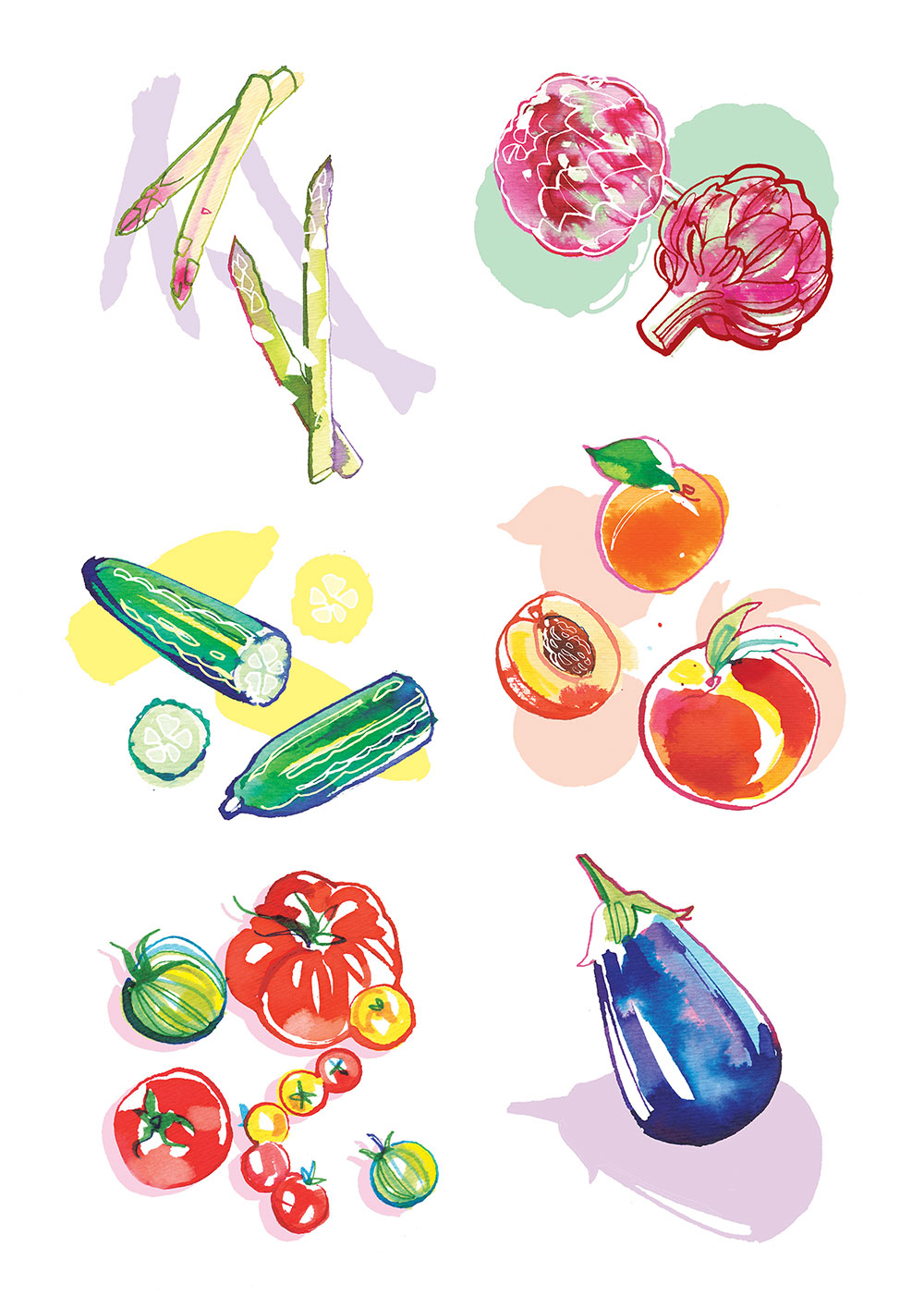 Food illustration of Seasonal Spring/Summer Fruit and Vegetables - Madame Figaro, 2022