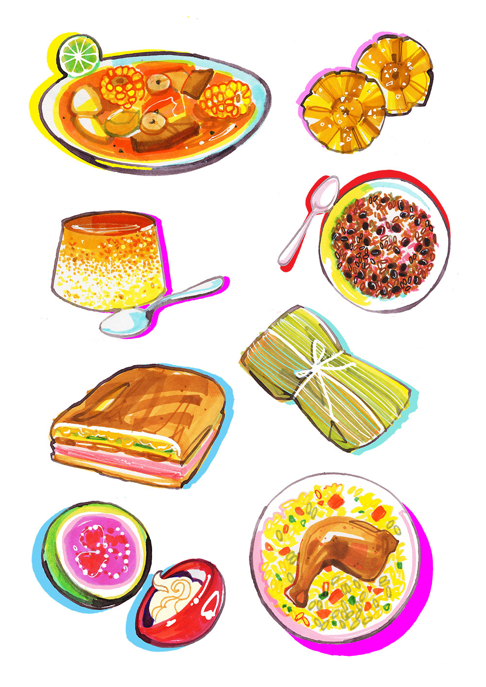 Illustration of Cuban Food - Adobe Express 2022
