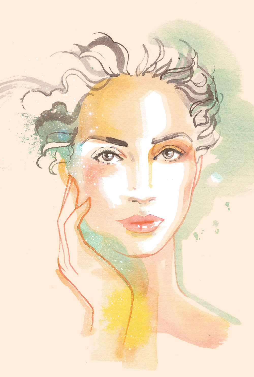 Beauty illustration of Woman with Glowing Skin - Migros Magazine, 2021