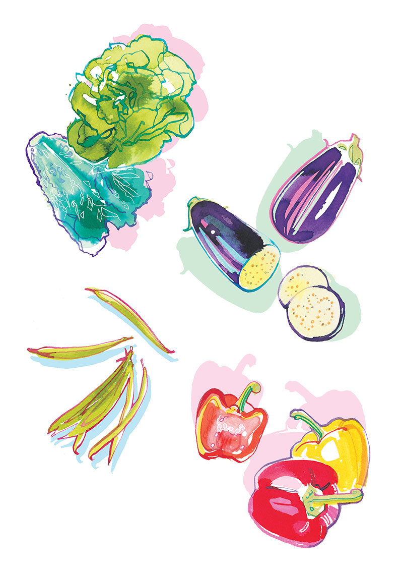 Food Illustration of Spring Summer Veggies - Madame Figaro Cuisine 2023