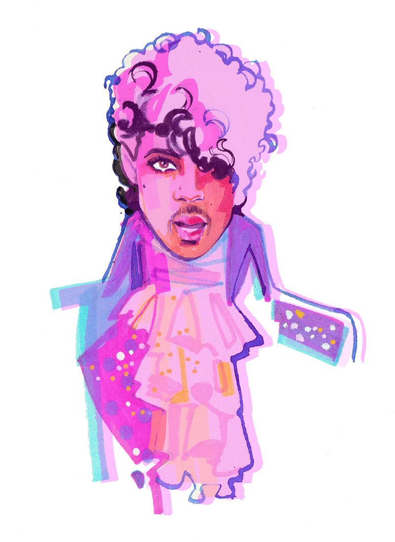 Illustrated Portrait of Music Legend Prince